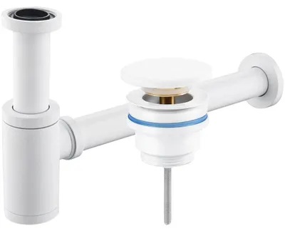 Imagen del producto de CERANO - Sifón para lavabo - latón - DN32 mm con válvula de desagüe click-clack con rebosadero - tapón cerámico - blanco