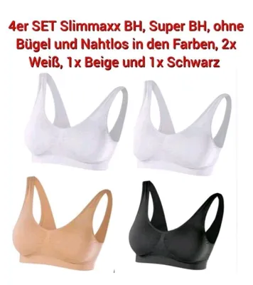 Produktbild von 4er SET BH, Super BH, Sport BH, Nahtlos und ohne Bügel , Slimmaxx TV Werbung,Große  : L