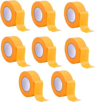 Produktbild von 8 x Rollen - Profi Goldband Klebeband 50 m Rolle x 50 mm -  Malerband Gold Kreppband - Abdeckband für Maler und Lackierer - Krepp für Innen und Außen - Malerkrepp -  Klebeband für Malerarbeiten