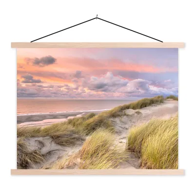 Produktbild von MuchoWow® Textilposter Strand - Meer - Düne - Sonnenuntergang 40x30 cm mit holzfarbenen Rahmen - Bilder