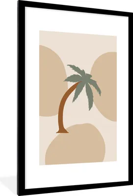 Produktbild von MuchoWow® MuchoWow® Gerahmtes Poster Palme - Pastell - Sommer 60x90 cm - Poster mit zchwarzem Bilderrahmen - Dekoration - Wandposter Wohnzimmer - Hochwertig