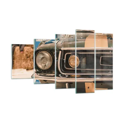 Produktbild von Bilder auf glas - 5 Teile - Abdeckung Ford Mustang - 100x60cm - Glasbilder - Wandbilder - Bilder - zum Aufhängen bereit - Wanddekoration aus Glas - Glas Bilder - Wandbild auf Glas - GEG100x60-4480