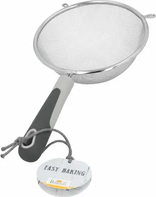 Produktbild von Birkmann Easy Baking Sieb, Feinsieb, Abtropfsieb, Küchensieb, Haushaltssieb, Edelstahl / Kunststoff, Grau, 16 cm, 422681