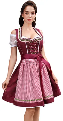Produktbild von YesFashion Dirndl 3-teilig mit Karo & Tupfen, Baumwollbluse fš¹r