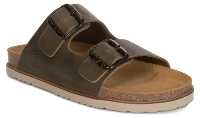Produktbild von Dr. Brinkmann Damen Flip-Flops Olivgrün Plateausohle 3 cm Absatz verstellbare Riemen