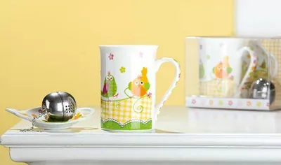 Produktbild von Gilde Keramik 3tlg.Teeset Vogeltreff 49341