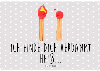 Produktbild von Mr. & Mrs. Panda Wandbild Streichhölzer DIN A4 - Grau Pastell - Geschenk, Liebesgeschenk, Retro Blechschild, Freundin, Liebesbeweis, tafel, Schild, wandtafel, Türschild