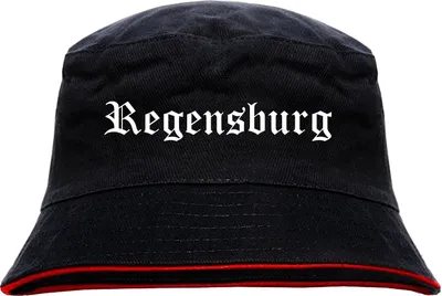 Produktbild von Regensburg Anglerhut - Altdeutsche Schrift - Schwarz-Roter Fischerhut L/XL SchwarzRot