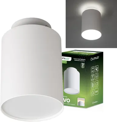 Produktbild von LUMILED Aufbauspot GU10 Fassung Weiß Feste Deckenspot Aufputz Deckenstrahler Modern Spot Deckenleuchte Aluminium Aufbaustrahler 230V Rund für Flur Wohnzimmer Küche Schlafzimmer H: 15cm