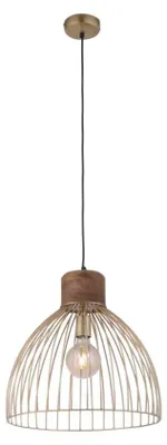 Zdjęcie produktu dla Lampa wisząca, maty mosiężna, drewno mango, wys. 120 cm