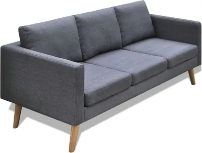 Image de vidaXL Canapé 3 places tissu gris foncé