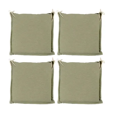 Produktbild von Hockerauflage - 45 x 47 cm - Grün - mit Stehsaum und Bindekordeln - 4er Set