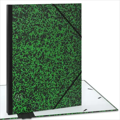 Image de ACROPAQ Classeur A3 - Classeur à dessin 32 x 45 cm, avec fermeture élastique, dos extensible pour plus d'espace - Noir/Vert, B42051
