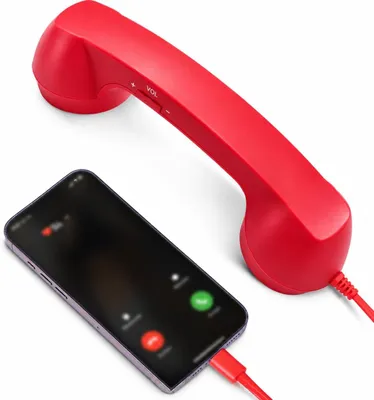Zdjęcie produktu dla Retrofon słuchawkowe, kabel USB-C, telefon stacjonarny z słuchawką, mikrofonem i głośnikiem, regulacja głośności, kompatybilny z telefonami, tabletami, laptopami itp., kolor czerwony