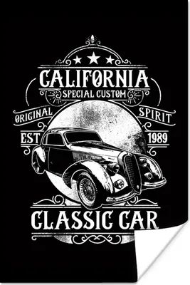 Produktbild von MuchoWow® Poster Mancave - Auto - Retro - Illustration 80x120 cm - Papierdruck