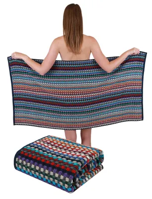Produktbild von Betz 2 Stück Badetücher XXL Duschtücher Saunatuch Badetuch 100% Baumwolle Duschtuch Karo BUNT Größe 70 x 140 cm