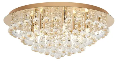 Produktbild von Lindby Deckenleuchte Gillion, 8-flg., gold, Kristall, Ø 55cm