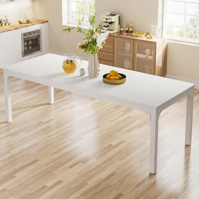 Obrázok produktu pre Obdĺžnikový jedálenský stôl, rozmer 200 x 70 x 75 cm, pre 6-8 osôb, biela farba, kovové nohy, doska z MDF