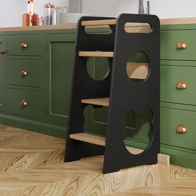Produktbild von MEBLE WRÓBEL® Lernturm für Kinder - Stylisch Mit Kippschutz und Höhenverstellbar - Montessori Küchenhelfer und Learning Tower | Ab 1 Jahr | Little Helper