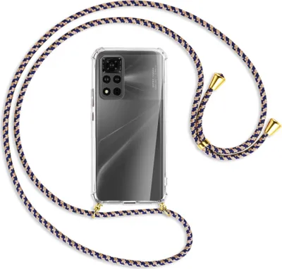 Produktbild von Handykette Backcover-Schutzhülle mit Band (Metall goldfarben) für Honor View 40 Pro (V40 Pro, 6.6'') - blau+beige