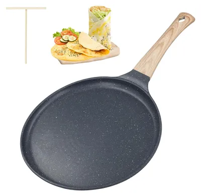 Pannenkoekenpan 24 cm, antihaftbeschichtet, PFOA-frei, Holzgriff