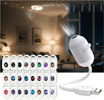 Produktbild von 2in1 LED Sternenhimmel Projektor 24 Motive – Galaxie & Ozean Nachtlicht, 360° Drehung, USB Plug & Play Sternenprojektor Kinder Schlafzimmer