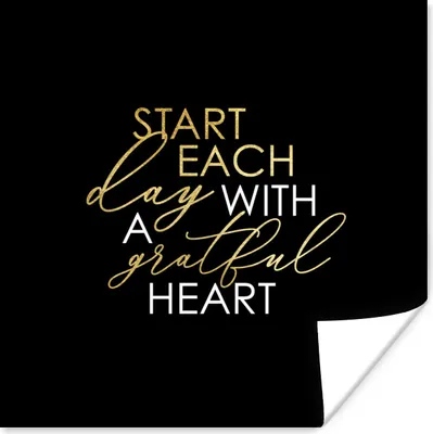 Produktbild von MuchoWow® Poster Zitat - Herz - Gold - Schwarz 100x100 cm - Babyzimmer