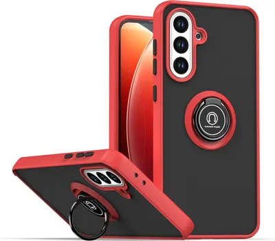 Immagine prodotto di Custodia per Samsung Galaxy A56 in TPU traslucido opaco con supporto ad anello e supporto Rosso