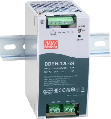 Produktbild von MEANWELL DDRH-120-12 DC-DC-Wandler geregelt 12V 8,4A Hutschiene 4.000V