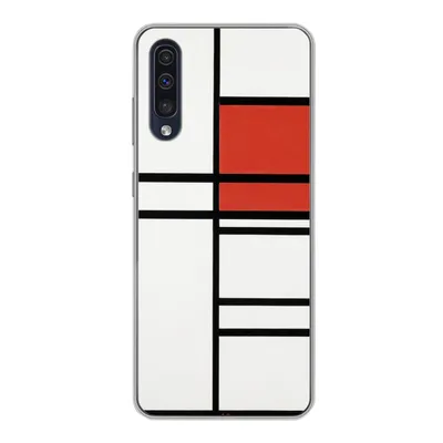 Produktbild von MuchoWow® Handyhülle Schutzhülle Hülle für Samsung Galaxy A30s Komposition mit Rot und Weiß - Piet Mondrian Silikon Softcase Handy Hülle - Karteninhaber