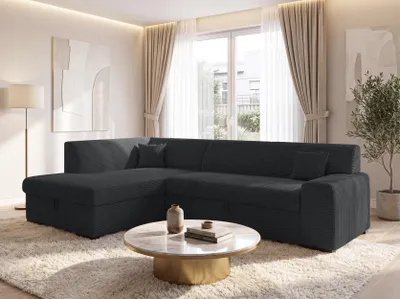 Produktbild von AX LIVING Ecksofa Schwarz Lucera 260 cm Schlafsofa mit Bettkasten L