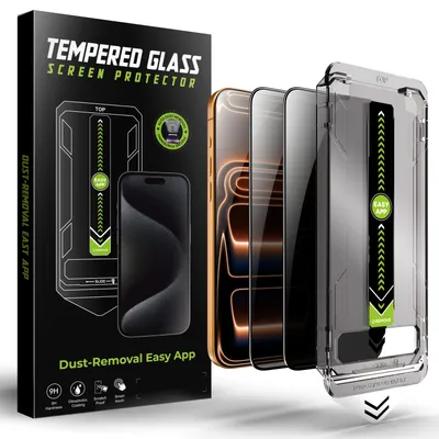 Produktbild von 2x Blickschutz Für iPhone 18 Pro Max mit Anbringhilfe Für Panzerglas, Premium Panzerfolie mit 9H Schutzglas Hartglas