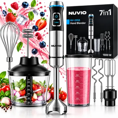 Obrázek produktu pro Ruční Tyčový Mixér 1500 W S Funkcími: Rozdrabovač, Mixér, Šlehač, Bičovač, Turbo