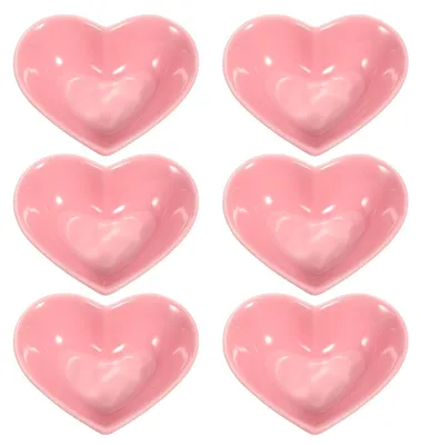 Produktbild von Keramische Herzförmige Dip-Schalen Set von 6 - Rosa Porzellan 12 cm für Vorspeisen und Saucen