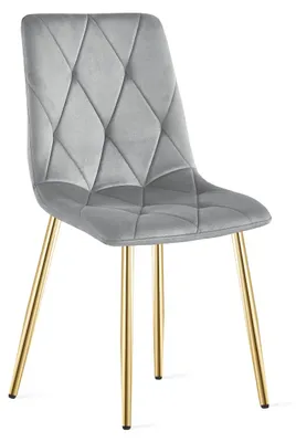 Image de Chaise Libra en Velours Gris Clair avec Pieds Dorés