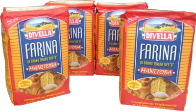 Produktbild von Mehl Manitoba DIVELLA - Weizenmehl Typ 0 - 4 x 1 kg Beutel - Farina di Grano Tenero Tipo 0