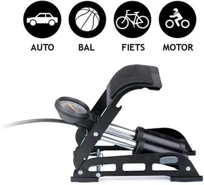 Productafbeelding van Dubbele Voetpomp met Manometer - Luchtpomp voor Auto, Fiets, Motor en Bal - Fietspomp met Drukmeter - Pomp met Schrader Ventiel en Frans Ventiel Universeel