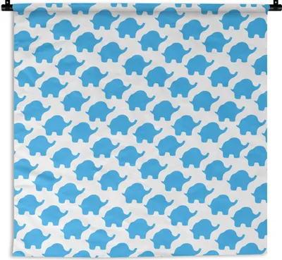 Produktbild von MuchoWow® Wandteppich Wandbehang Blau - Elefant - Design 120x120 cm Tapisserie Dekoration Wandtuch - Modern - Baumwollgewebe