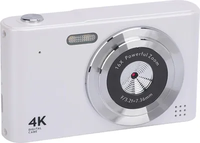 Immagine prodotto di Fotocamera digitale, zoom 16x, 4K, 48 MP, schermo IPS da 2,4 pollici, registrazione video anti-shake, compatta per viaggiare, con flash, bianca