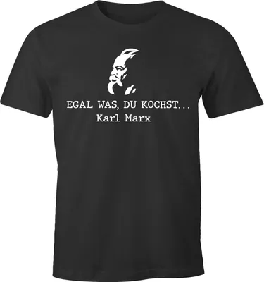 Produktbild von Herren T-Shirt Spruch "egal was du kochst... Karl Marx" lustiger Spruch Kalauer Fun-Shirt Moonworks® anthrazit L