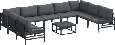 Immagine prodotto di vidaXL Set di divani da giardino con cuscini 10 pezzi Acciaio nero