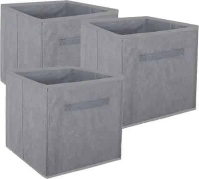 Produktbild von EZOWare 4er-Set faltbarer Stoffkörbe, zusammenklappbare Aufbewahrungswürfelboxen für Kinderzimmer-Spielzeugregale (33 x 38 x 33 cm) (Grau)