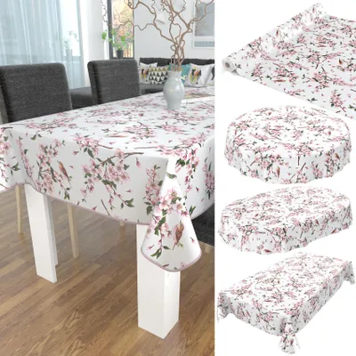 Produktbild von Tischdecke Wachstuch Blumen Weiß Robust Wasserabweisend Breite 140 cm Länge 160 cm