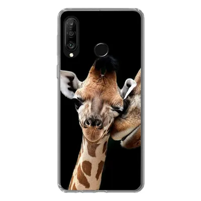Produktbild von MuchoWow® Handyhülle Schutzhülle Hülle für Huawei P30 Lite Giraffe - Tiere - Schwarz - Porträt - Tiere Silikon Softcase Handy Hülle - Handyhülle
