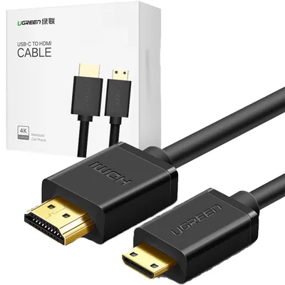 Zdjęcie produktu dla Ugreen Kabel Przewód Hdmi - Mini Hdmi 19 Pin 2.0V 4K 60Hz 30Awg 1,5M Czarny (11167)