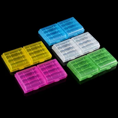Zdjęcie produktu dla 5 kolorów Wielofunkcyjny, przezroczysty, twardy, plastikowy pojemnik na baterie AA AAA
