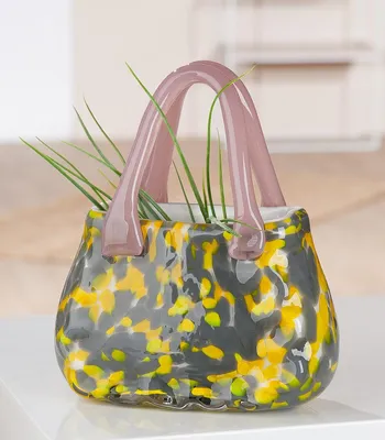 Imagen del producto de Gilde: Arte en vidrio, escultura, jarra, bolso, vidrio, amarillo, gris, rosa, VE 2, Largo: 8.5 cm, Ancho: 17.5 cm, Alto: 20 cm. 55500 4063387555002