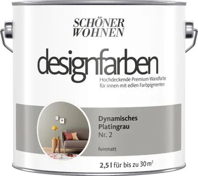 Produktbild von Schöner Wohnen Designfarben 2,5 Ltr. Dynamisches Platingrau Nr. 2