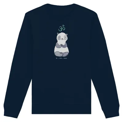Produktbild von Mr. & Mrs. Panda Baumwoll Pullover Panda Meditieren Größe L - French Navy - Geschenk, Sweatshirt, Meditation, Sweater, Meditationskurs, Pulli