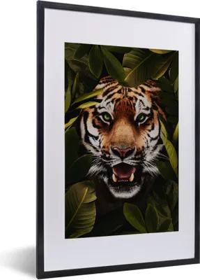 Produktbild von MuchoWow® MuchoWow® Gerahmtes Poster Tiger - Grün - Augen 40x60 cm - Poster mit zchwarzem Bilderrahmen - Poster in Rahmen